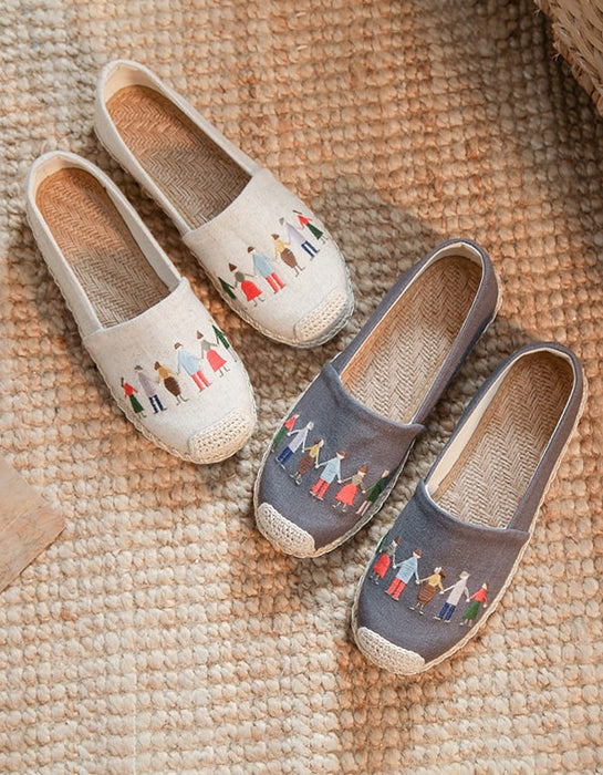 Women's Handmade Embroidery Linen Shoes