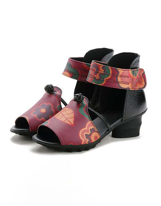 Handmade Ethnic Style Fish-toe Chunky Sandals June Shoes Collection 2021 65.70