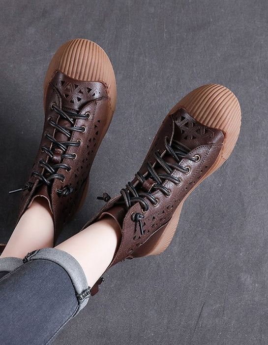 Women's Handmade Hollow Summer Leather Sneakers