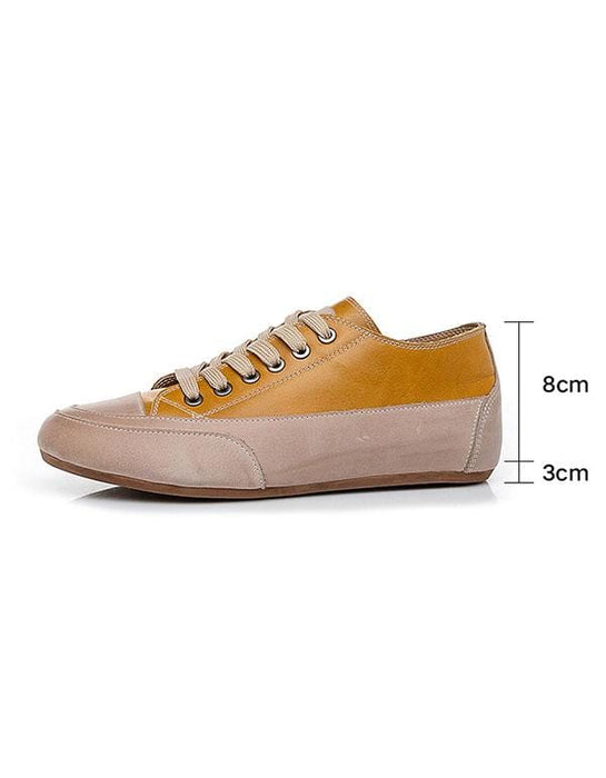 Women's Lace Up Leather Casual Flat Shoes