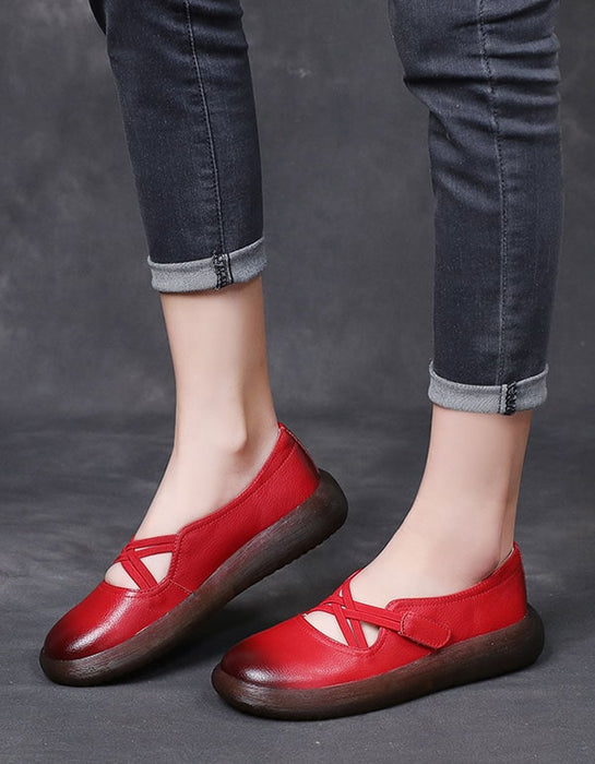 Women's Low-heeled Sole Retro Flats Size 10