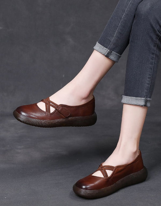 Women's Low-heeled Sole Retro Flats Size 10