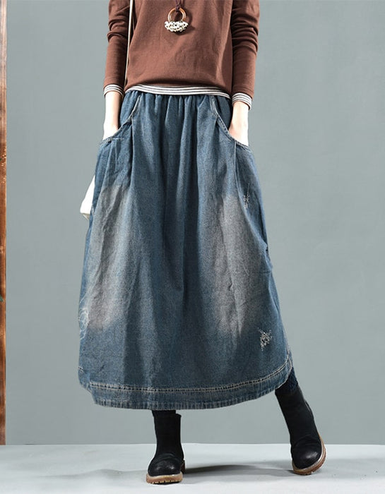Women's Packet Retro Loose Denim Skirt Accessories 48.55