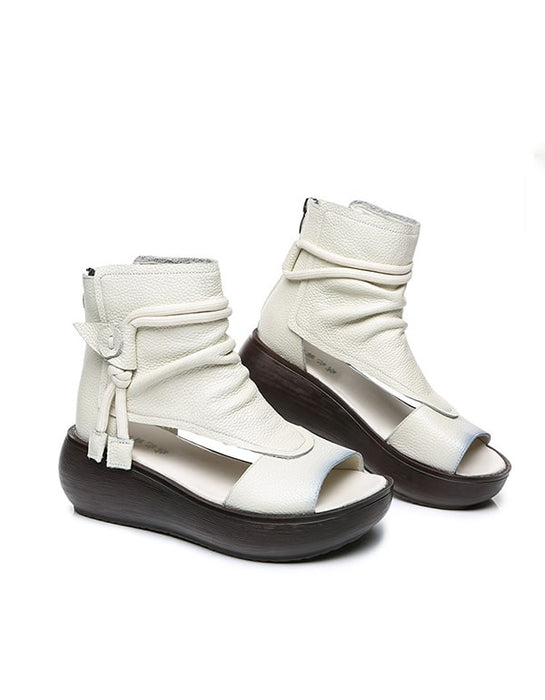 Women's Retro Handmade Leather Wedge Sandals May Shoes Collection 2021 72.70
