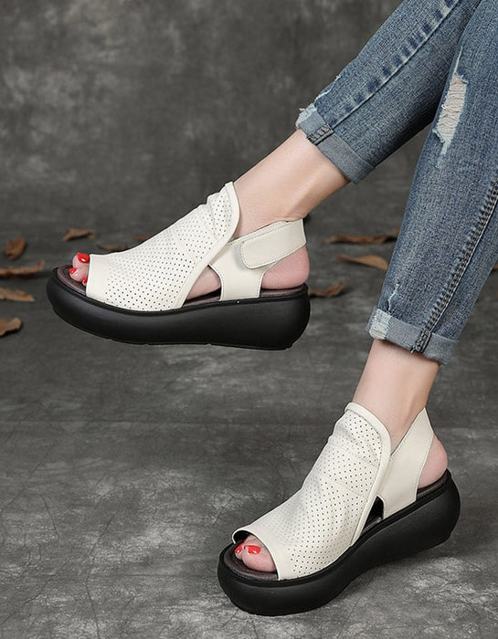 Women's Retro Hollow Wedge Sandals Slingback — Obiono