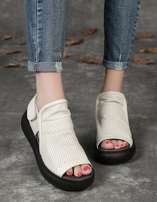 Women's Retro Hollow Wedge Sandals Slingback