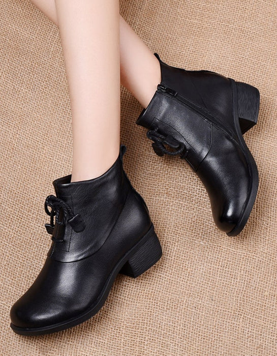 Women's Retro Leather Chunky Ankle Boots June Shoes Collection 2021 88.76
