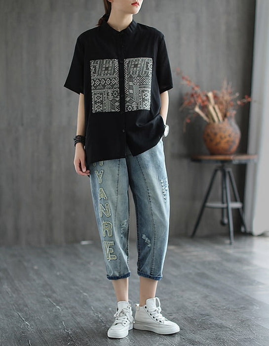 Women's Short-sleeve Linen Shirt Accessories 41.10