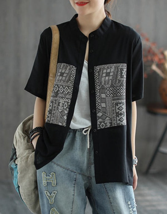 Women's Short-sleeve Linen Shirt Accessories 41.10