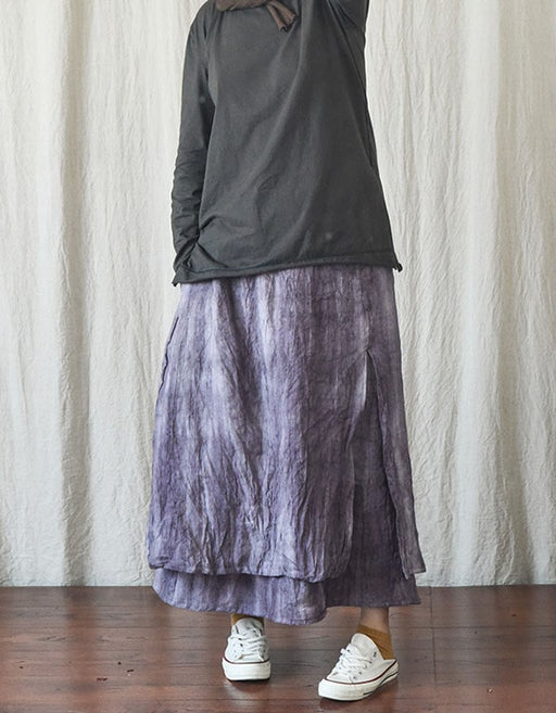 Women's Slit Double Layer Retro Linen Skirt New arrivals Women's Clothing 54.20