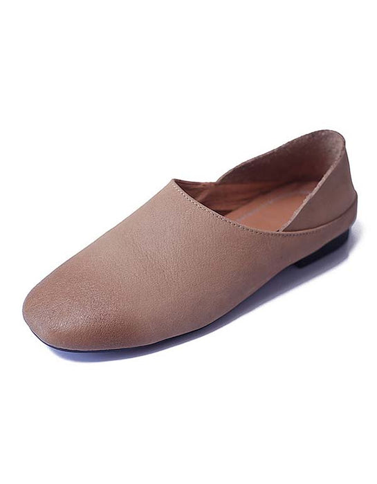 Women's Pointed Toe Soft Leather Retro Flats