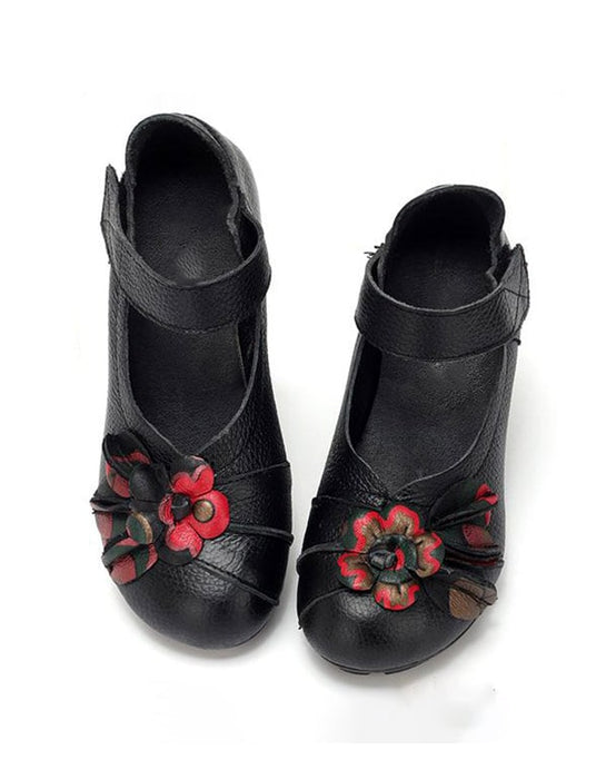 Women's Spring Round Head Flower Ethnic Shoes
