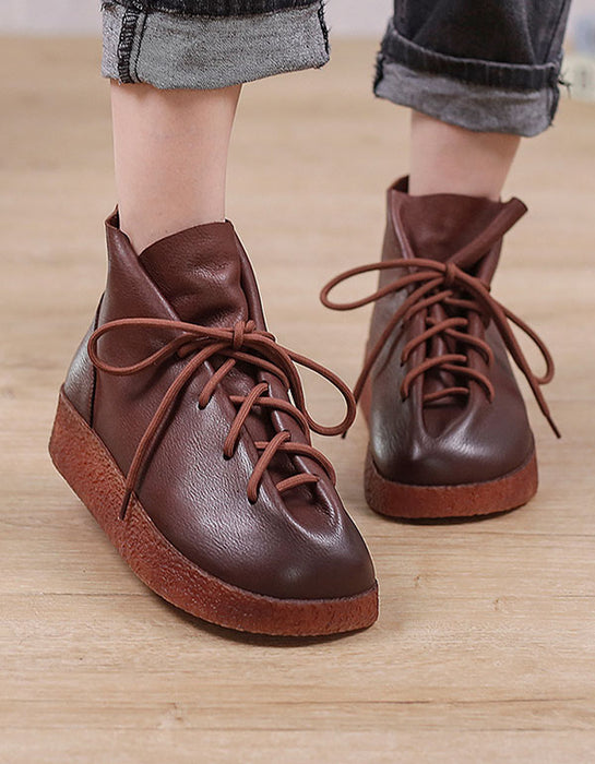 Women's Thick-soled Leather Retro Ankle Boots