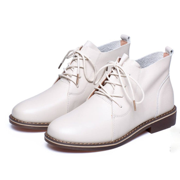White shoes, retro leather shoes , womens flats