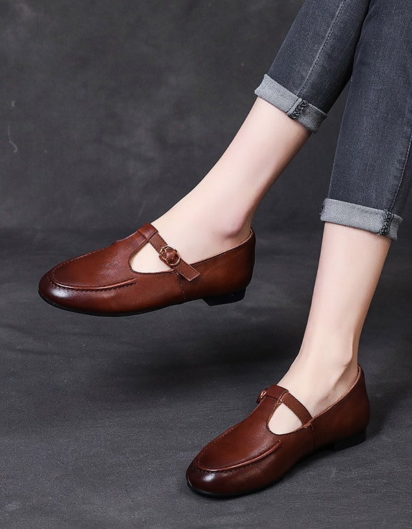 Womens New Leather Soft British Style Work Shoes — Obiono
