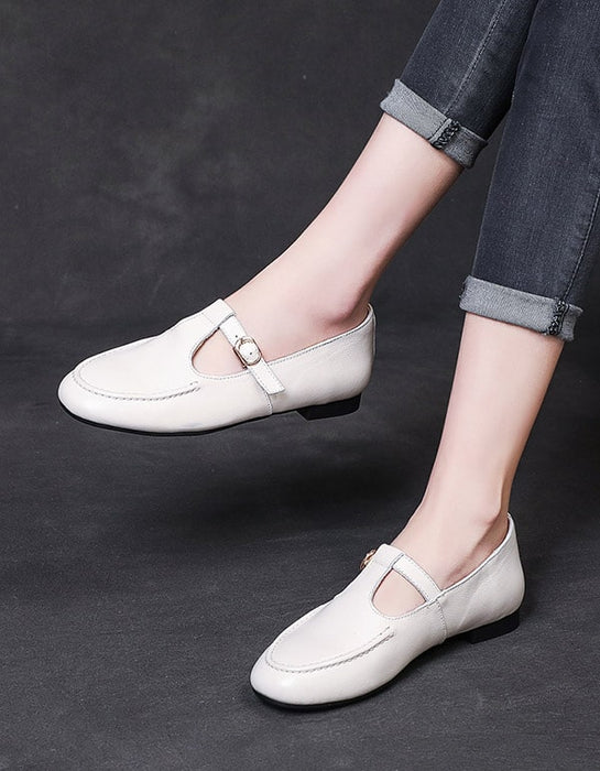 Leather shoe England style female 2020 spring new chic retro soft shoe buckle