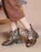 WomensRetroLeatherHandmadeCrossstrapFishToeSandals