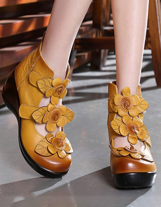 Handmade Flower Ethnic Style Womens Wedge Sandals March New Trends 2021 68.20