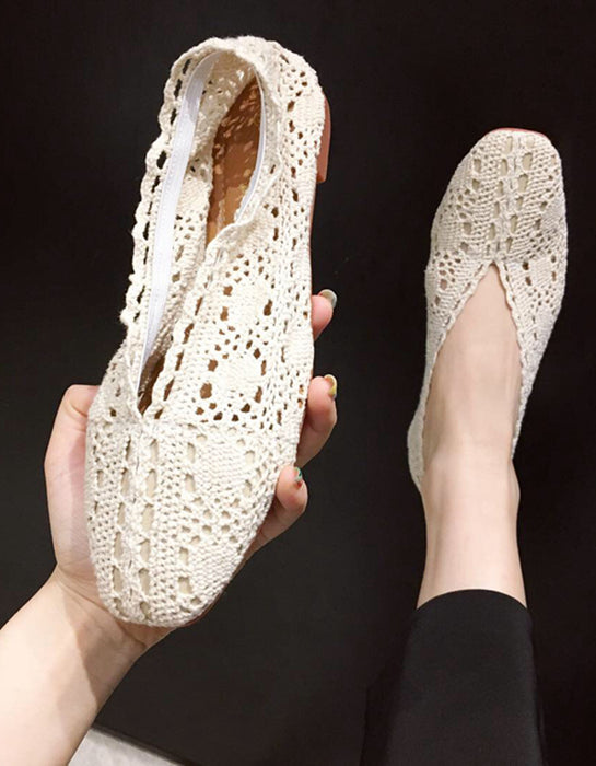 Breathable Mesh Knitted Square Head flats
