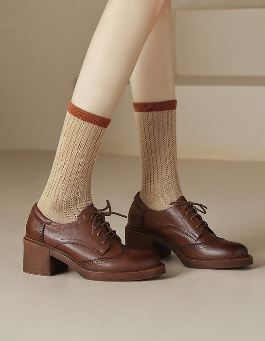 oxford dress shoes for women Chunky Heels British Style Oxford Shoes for Women 34-43 36 / Brown