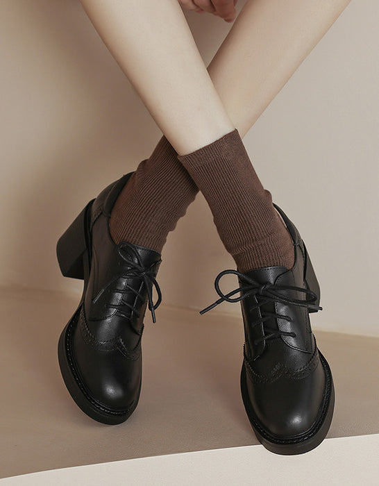 Chaussures Oxford pour Femmes Style Britannique Talon Épais Plateforme Bout Ajouré Lacets Couleur Unie Mode Rétro Classique Chaussures en Cuir Beige Chaussures Oxford pour Femmes Style Britannique Talon Épais Plateforme Bout Ajouré Lacets Couleur Unie Mode Rétro Classique Chaussures en Cuir Beige