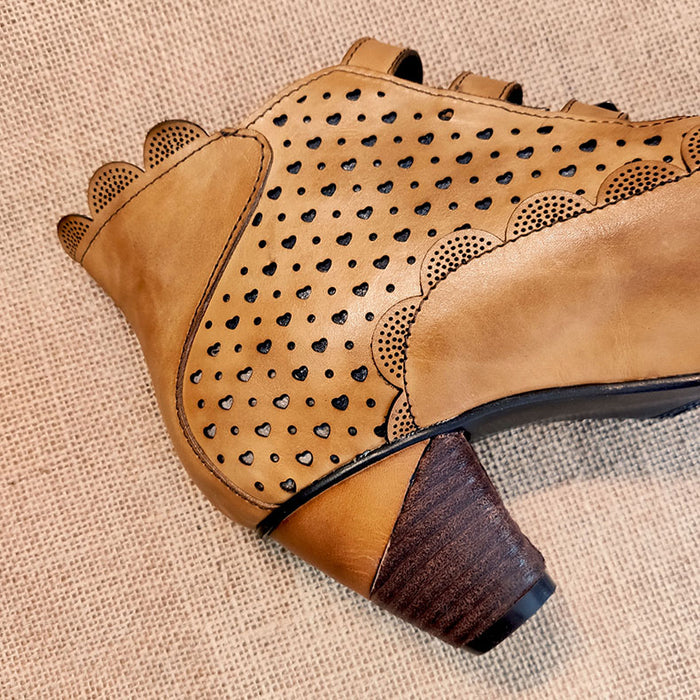 Pointed-Toe Handmade Ethnic Leather Boots