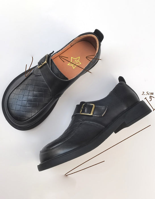 Wide Head Buckle Retro Leather Loafers Jan Shoes Collection 2022 78.40