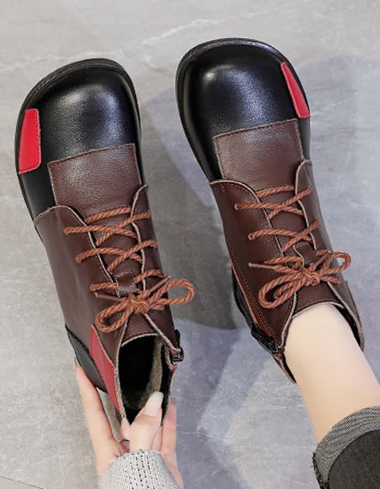 Color Stitching Round Head Retro Winter Boots Nov Shoes Collection 2021 79.00