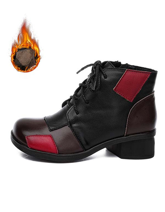 Color Stitching Round Head Retro Winter Boots Nov Shoes Collection 2021 79.00