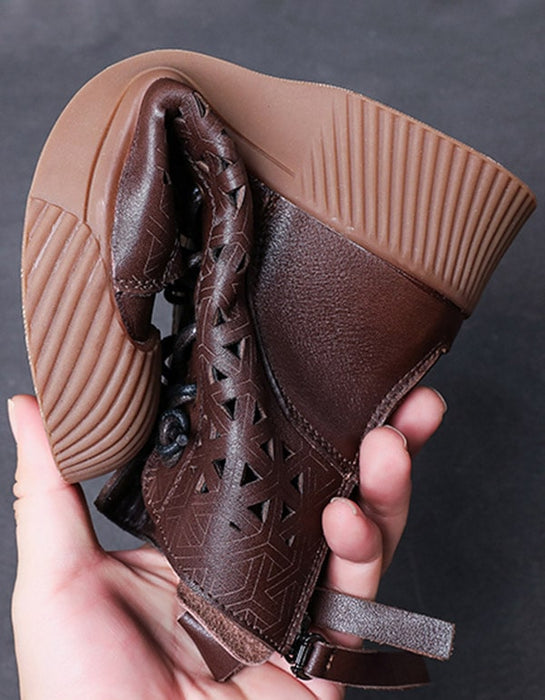 Women's Handmade Hollow Summer Leather Sneakers