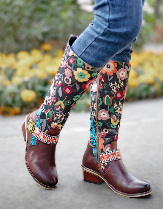 Handmade Floral Vintage Long Boots 36-42 Obiono Handmade Floral Vintage Long Boots 36-42 Obiono