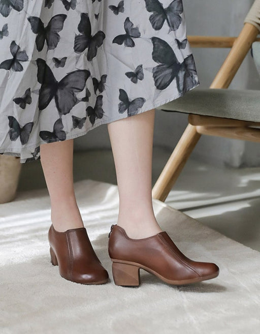 Back-zipper Retro Elegant Chunky Shoes July Shoes Collection 2021 71.50