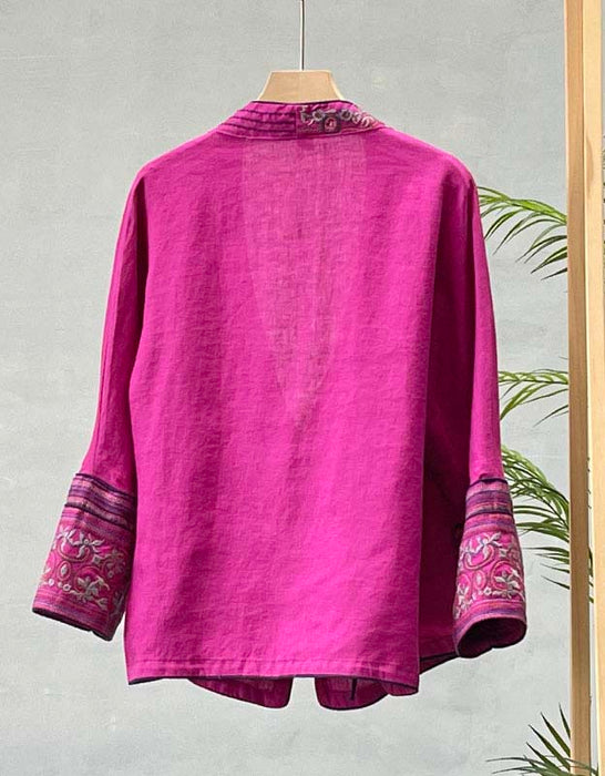 Retro Embroidered Short Linen Cardigan Long-sleeved New arrivals Women's Clothing 59.90