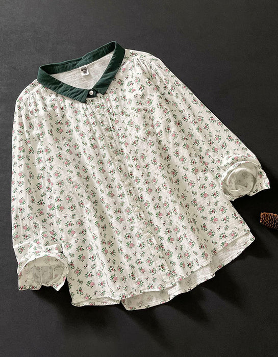 Double-layer Cotton Floral Long-sleeved Shirt Accessories 41.00
