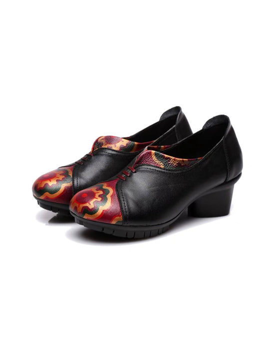 Autumn Ethnic Style Leather Printed Shoes Oct New Arrivals 65.00