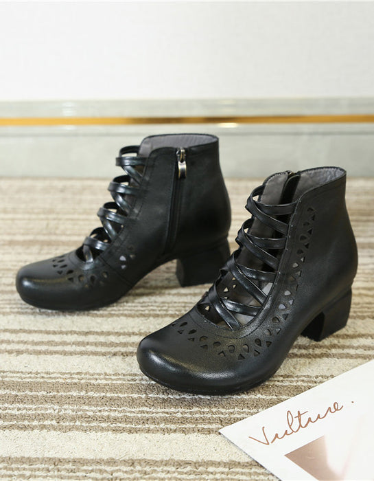 Handmade Retro Hollow Summer Chunky Boots Feb Shoes Collection 2022 98.00