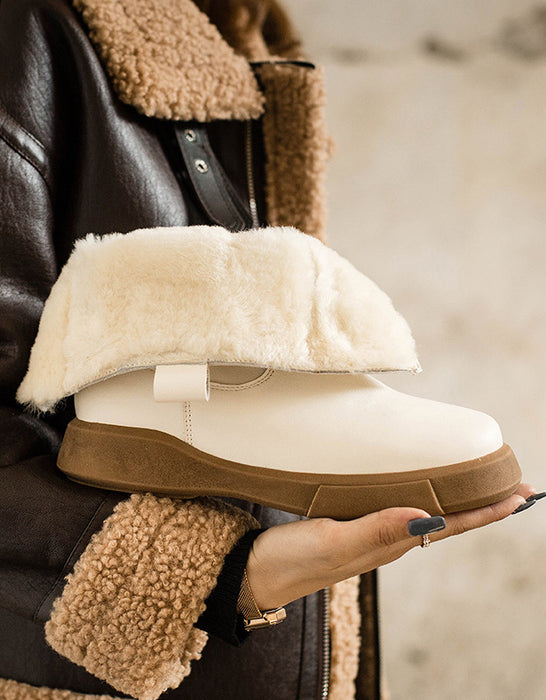 Real Leather Waterproof Winter Fur Boots — Obiono