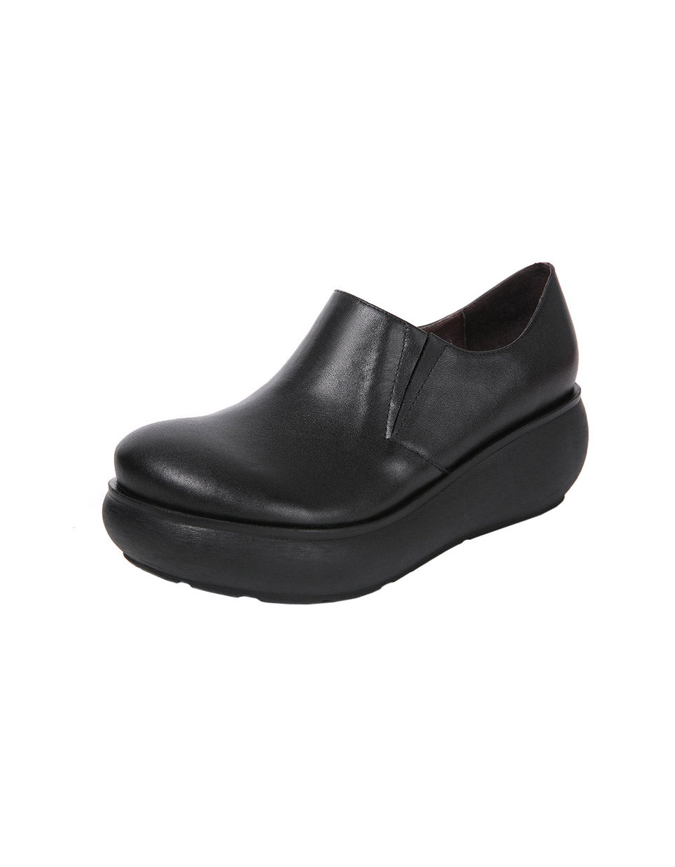 Side Elastic Rounded Toe Wedge Comfortable Shoes — Obiono