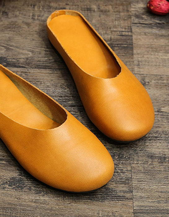 Comfortable Retro Leather Slippers Mules 35-43