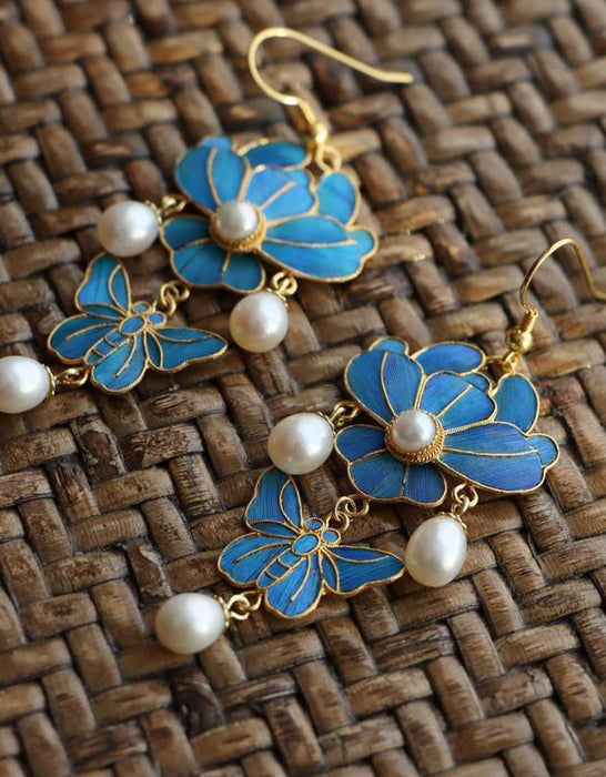 Butterfly Gold-plated Pearl Earrings Accessories 29.00