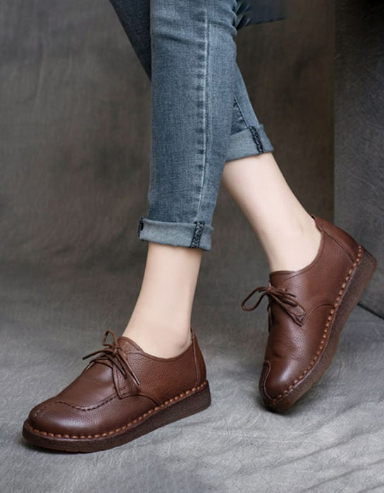 Handmade Lace-Up Soft Leather Retro Flat Shoes 41-42 June New 2020 92.00