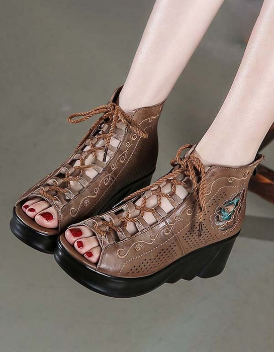 Handmade Embroidered Retro Wedge Sandals July New Arrivals 2020 73.30