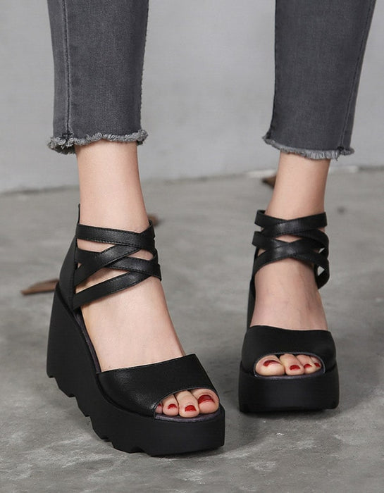 Handmade Fish Toe Ankle Strap Wedge Sandals July New Arrivals 2020 88.80